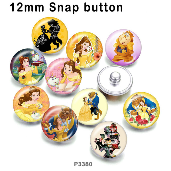 10pcs/lot  princess  glass picture printing products of various sizes  Fridge magnet cabochon