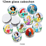 10pcs/lot  princess  glass picture printing products of various sizes  Fridge magnet cabochon