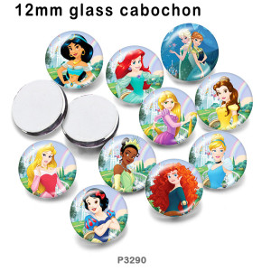 10pcs/lot  princess  glass picture printing products of various sizes  Fridge magnet cabochon