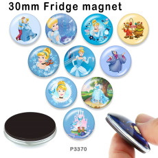 10pcs/lot  princess  glass picture printing products of various sizes  Fridge magnet cabochon