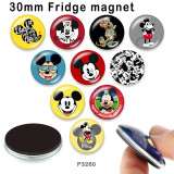 10pcs/lot  Cartoon  Mickey glass picture printing products of various sizes  Fridge magnet cabochon