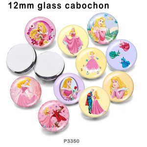 10pcs/lot  princess  glass picture printing products of various sizes  Fridge magnet cabochon