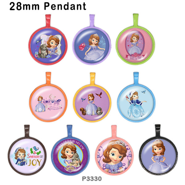 10pcs/lot  princess  glass picture printing products of various sizes  Fridge magnet cabochon