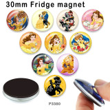 10pcs/lot  princess  glass picture printing products of various sizes  Fridge magnet cabochon