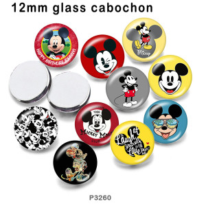 10pcs/lot  Cartoon  Mickey glass picture printing products of various sizes  Fridge magnet cabochon