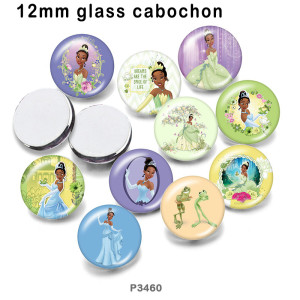 10pcs/lot  Cartoon  princess glass picture printing products of various sizes  Fridge magnet cabochon