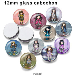 10pcs/lot  doll  glass picture printing products of various sizes  Fridge magnet cabochon