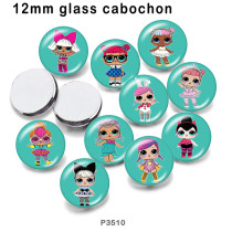 10pcs/lot  doll  glass picture printing products of various sizes  Fridge magnet cabochon