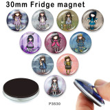 10pcs/lot  doll  glass picture printing products of various sizes  Fridge magnet cabochon