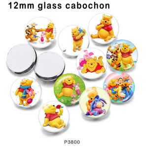 10pcs/lot  Cartoon  The bear glass picture printing products of various sizes  Fridge magnet cabochon