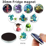 10pcs/lot  Cartoon  glass picture printing products of various sizes  Fridge magnet cabochon