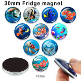10pcs/lot  Cartoon Turtle  fish glass picture printing products of various sizes  Fridge magnet cabochon