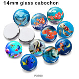 10pcs/lot  Cartoon Turtle  fish glass picture printing products of various sizes  Fridge magnet cabochon