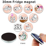 10pcs/lot  Cartoon  Dog  glass picture printing products of various sizes  Fridge magnet cabochon