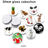10pcs/lot Christmas  glass picture printing products of various sizes  Fridge magnet cabochon