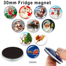 10pcs/lot  Christmas  Deer  glass picture printing products of various sizes  Fridge magnet cabochon