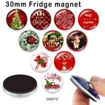 10pcs/lot  Christmas  Snowman  glass picture printing products of various sizes  Fridge magnet cabochon