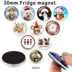 10pcs/lot  Christmas  glass picture printing products of various sizes  Fridge magnet cabochon