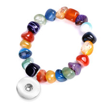 Unshaped agate bracelet random mixed color red and black dreamy agate elastic bracelet fit 20mm snaps chunks