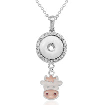 Stitch Cow Necklace With accessories silver  fit 20MM chunks 50CM chain  snaps jewelry necklace for girls