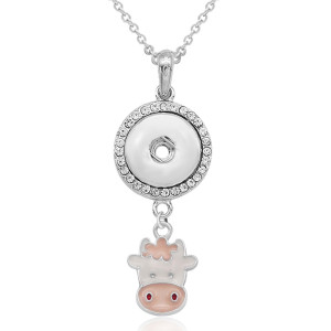 Stitch Cow Necklace With accessories silver  fit 20MM chunks 50CM chain  snaps jewelry necklace for girls