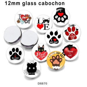 10pcs/lot  love  Cat  glass picture printing products of various sizes  Fridge magnet cabochon