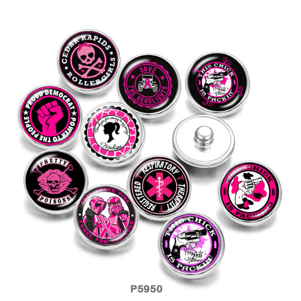 20MM skull  Car  Print   glass  snaps buttons