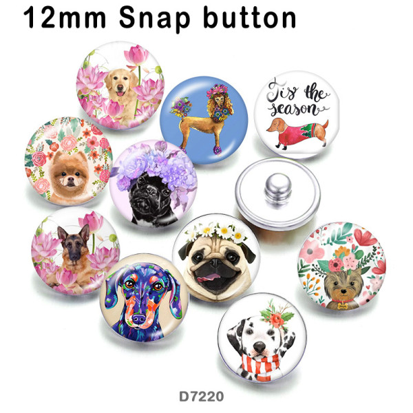 10pcs/lot  Dog  Flower  glass picture printing products of various sizes  Fridge magnet cabochon