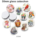 10pcs/lot  lion Cat  bird  Flower  glass picture printing products of various sizes  Fridge magnet cabochon
