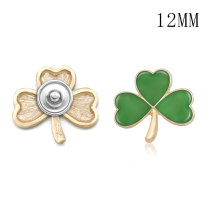 12MM Clover design metal silver plated snap charms