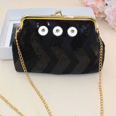 6 inches Square Sequins Diagonal coin purse Snaps coin purse Storage bag fit 18mm snap button jewelry