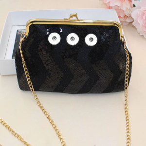 6 inches Square Sequins Diagonal coin purse Snaps coin purse Storage bag fit 18mm snap button jewelry