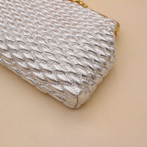 6 inches Golden rhombus Pearl chain Diagonal coin purse Snaps coin purse Storage bag fit 18mm snap button jewelry