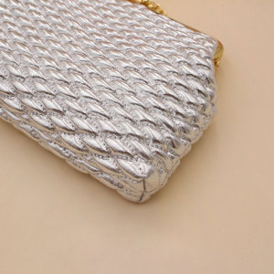 6 inches Golden rhombus Pearl chain Diagonal coin purse Snaps coin purse Storage bag fit 18mm snap button jewelry