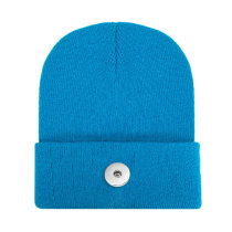 Pure color light board acrylic wool hat men and women lovers autumn and winter knitted warm hats fit 18mm snap button jewelry