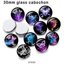 10pcs/lot  Butterfly  glass picture printing products of various sizes  Fridge magnet cabochon
