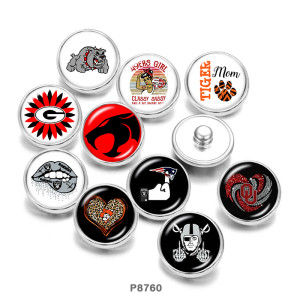 20MM  team Sport   pattern  Print   glass  snaps buttons