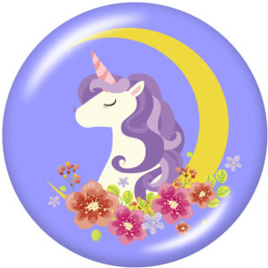 20MM  Unicorn   Print   glass  snaps buttons