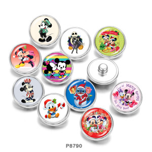 20MM  Christmas  OHANA    Print   glass  snaps buttons