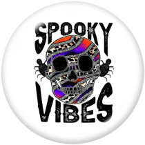 20MM Spooky Vibes  skull  Print   glass  snaps buttons