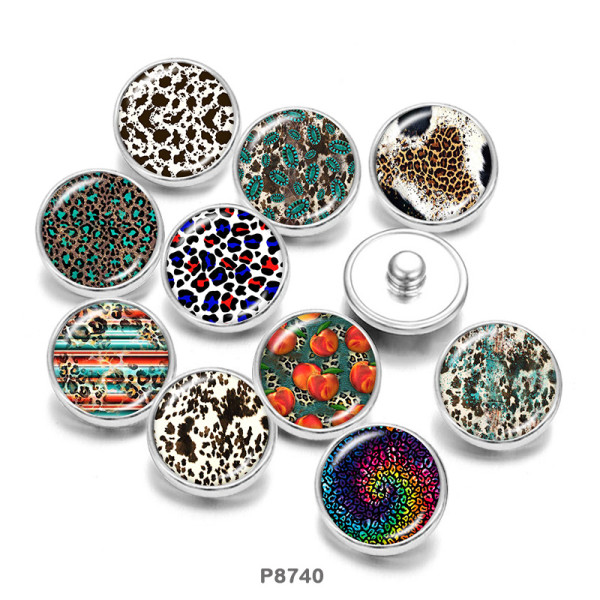 20MM  Leopard  pattern  Print   glass  snaps buttons