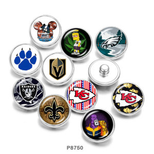 20MM  team Sport   pattern  Print   glass  snaps buttons