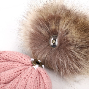 Children's wool hat imitation raccoon fur ball knitted hat twist hat fit 18mm snap button jewelry