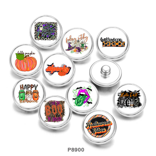 20MM  Halloween  Print   glass  snaps buttons