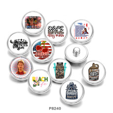 20MM  Pace   beach  Print  glass  snaps buttons