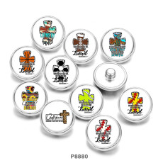 20MM  Cross  Basketball  Football  Print   glass  snaps buttons
