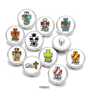 20MM  Cross  Basketball  Football  Print   glass  snaps buttons