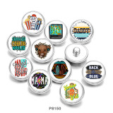 20MM  Daddy  Mama  Back the blue  Print   glass  snaps buttons