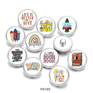 20MM boom  words  Print   glass  snaps buttons