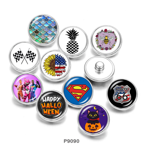 20MM  Route  Halloween  Print  glass  snaps buttons